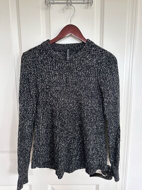 Athletes merino wool  Black and White Marled Knit Sweater